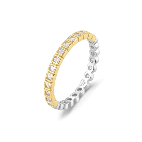 Two-Tone Square and Circle Bezel Ring